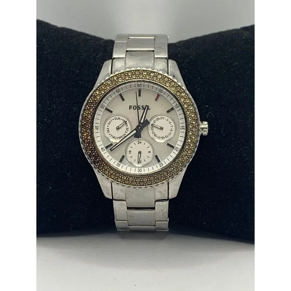 Fossil ES2860 Womens Silver Stainless Steel Analog Dial Quartz Wrist Watch KL214